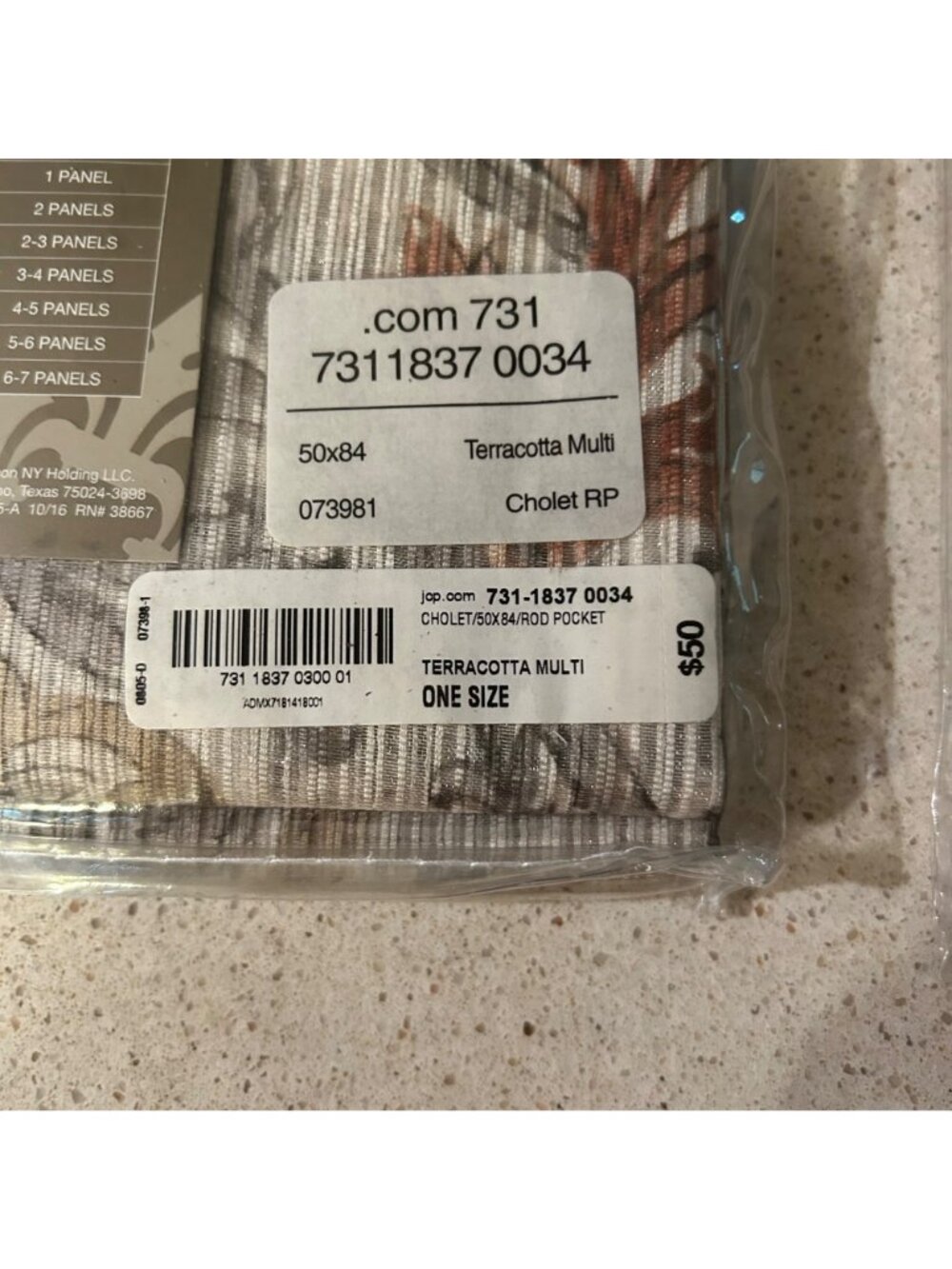 "Royal Velvet Cholet Curtain Set 2 Rod Pocket Panels Floral Beige Rust 50"x 84" - Picture 12 of 14